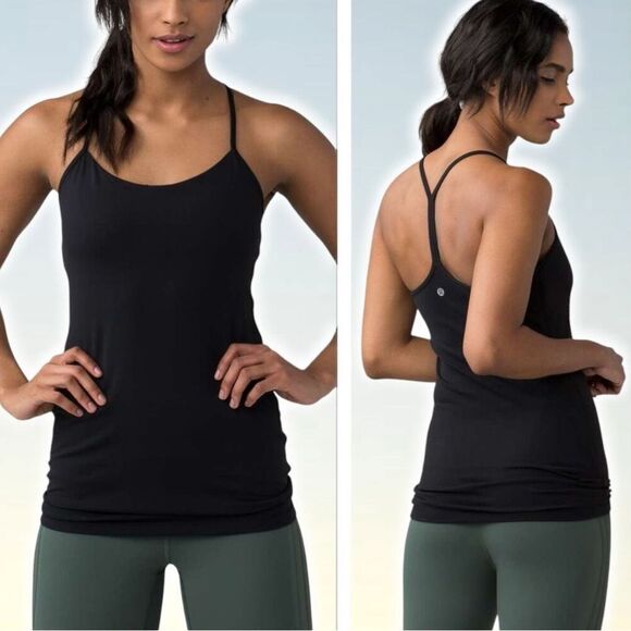 LULULEMON Power Pose Tank Light Support For A/B Cup Sz 6 Black - Picture 1 of 8